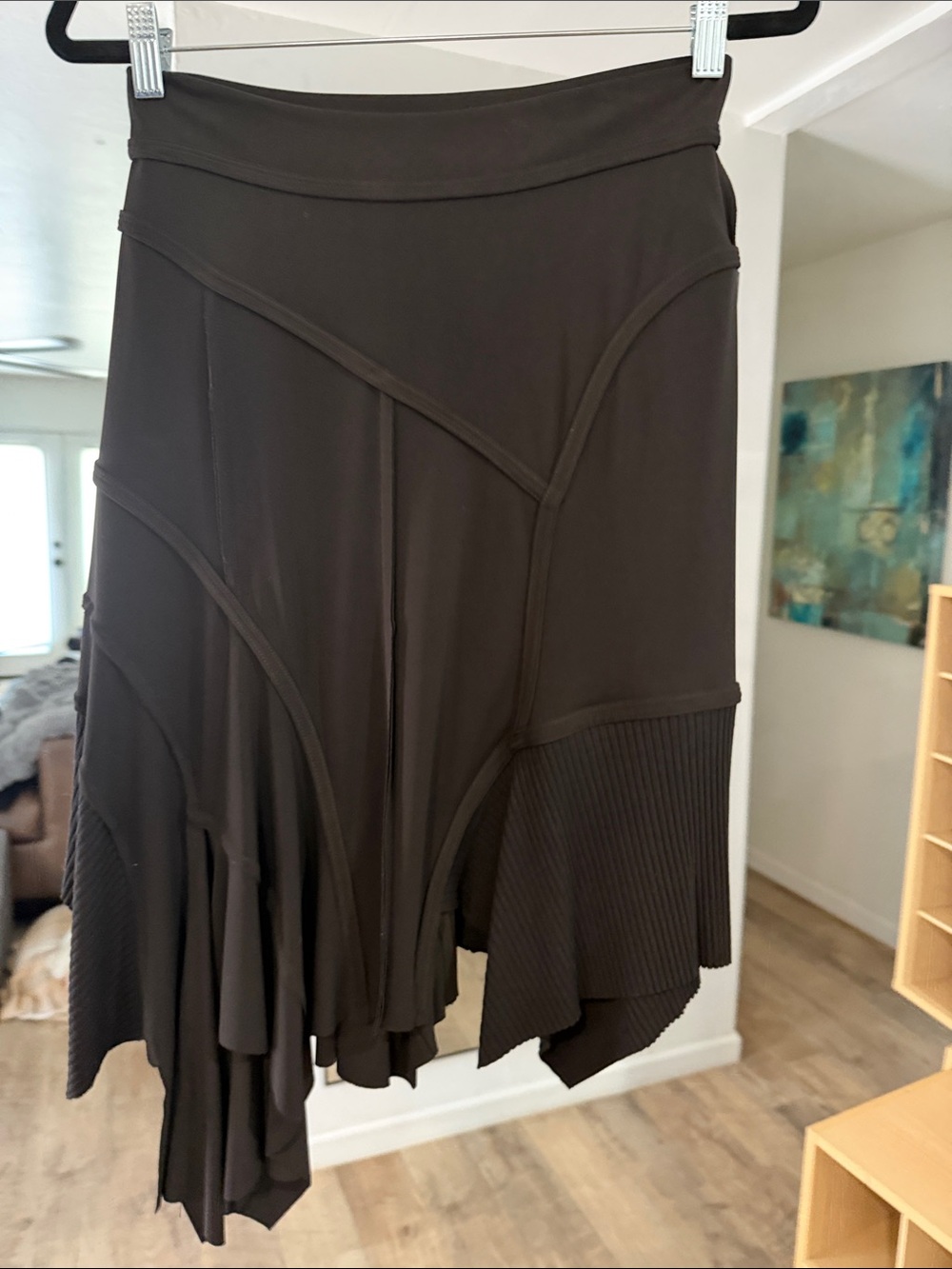 Nicole Miller Asymmetrical Paneled Black Skirt